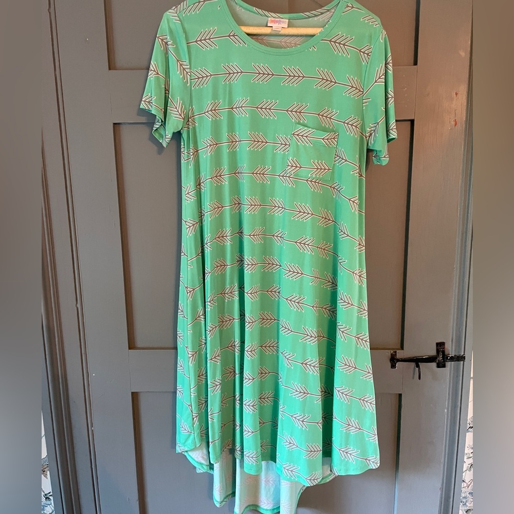 Mint Green with Arrows Lularoe Carly Dress Short Sleeve